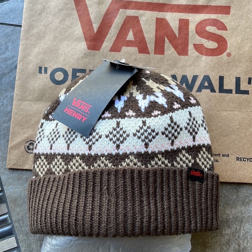 Vans MN VANS Jucti Brown Ornament Beanie Skateboarding Hat Women Men - Picture 16 of 16